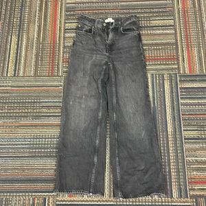 Black wide leg high rise jeans